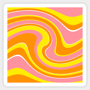 60's 70's Retro Liquid Stripe in Orange, Yellow and Pink Sticker